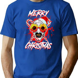 Merry Xmas Sunflower Sunglasses Horror Clown Movie Art T-Shirt for Men & Women, T-Shirts Graphic Tee - Blue