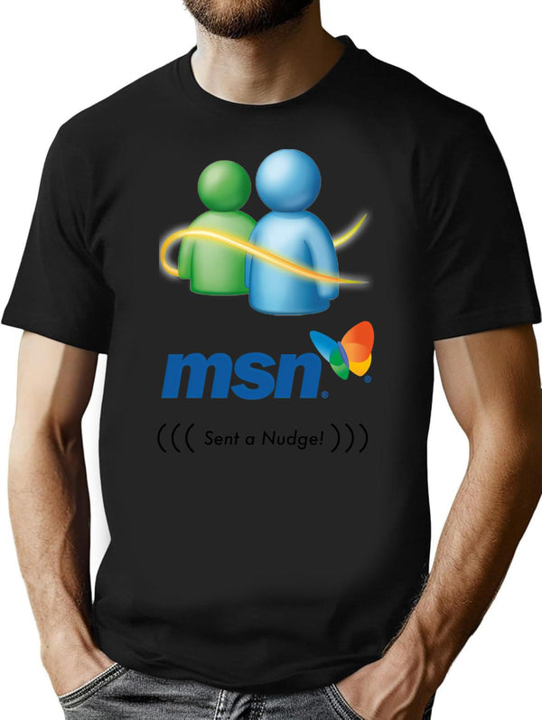 Messenger Msn Sent A Nudge T-Shirt for Men & Women, T-Shirts Graphic Tee - Black