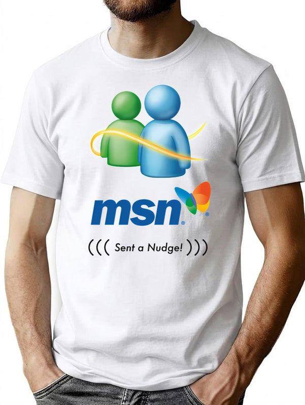Messenger Msn Sent A Nudge T-Shirt for Men & Women, T-Shirts Graphic Tee - White