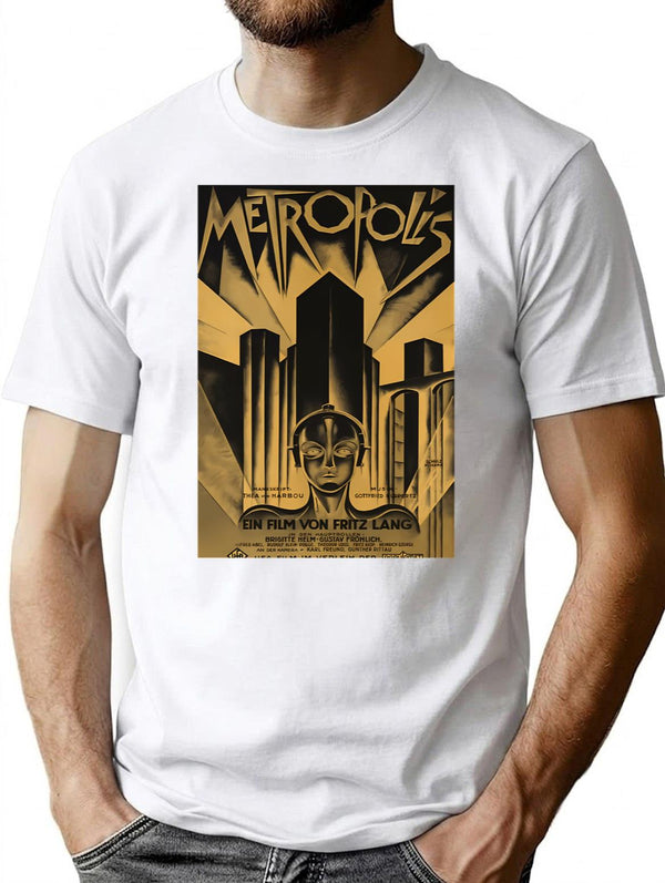 Metropolis Fritz Lang 1926 - Vintage Movie Poster Bw Classic T-Shirt for Men & Women, T-Shirts Graphic Tee - White