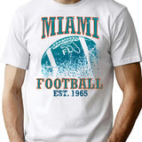 Miami Football Vintage T-Shirt for Men & Women, T-Shirts Graphic Tee - White