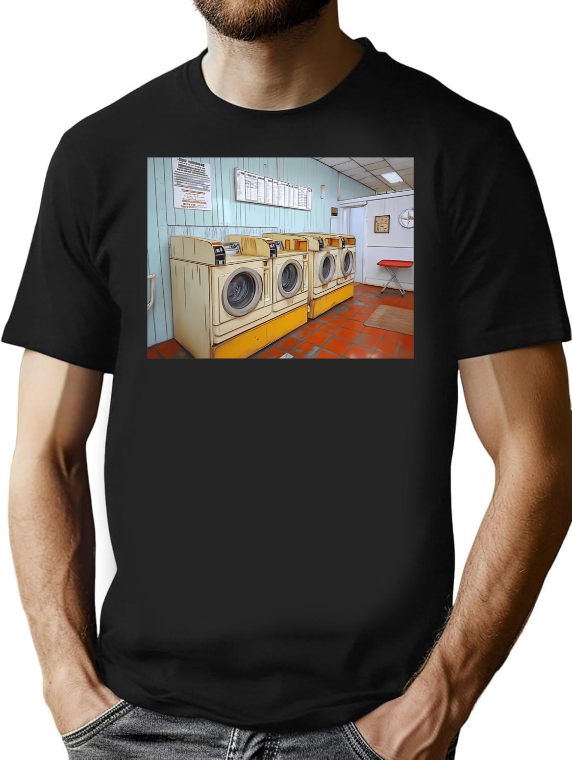 Midtown Laundromat T-Shirt for Men & Women, T-Shirts Graphic Tee - Black