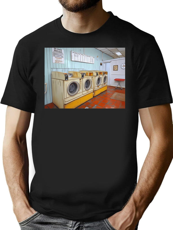 Midtown Laundromat T-Shirt for Men & Women, T-Shirts Graphic Tee - Black