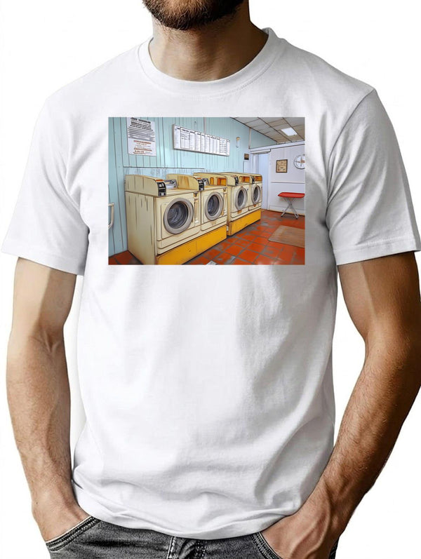 Midtown Laundromat T-Shirt for Men & Women, T-Shirts Graphic Tee - White