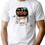 Migos T-Shirt Vintage Design Rapper Hip-Hop Streetwear T-Shirt for Men & Women, T-Shirts Graphic Tee - White