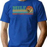 Milf Man I Love Fishing Retro Vintage Sunset Funny Fishing Gift (2) T-Shirt for Men & Women, T-Shirts Graphic Tee - Blue
