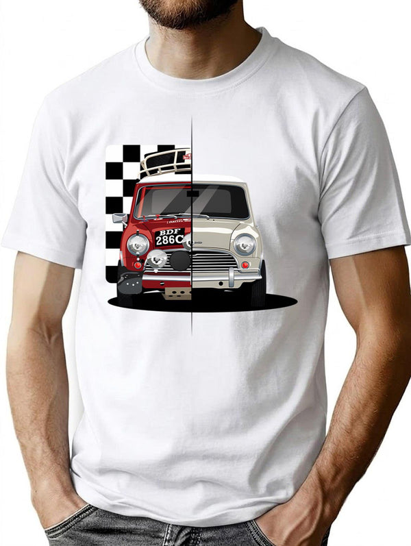 Mini Rallycar T-Shirt for Men & Women, T-Shirts Graphic Tee - White