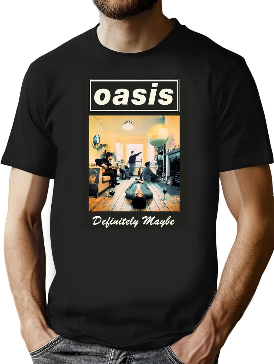 Minimalist O A S I S Definitely T-Shirt for Men & Women, T-Shirts Graphic Tee - Black