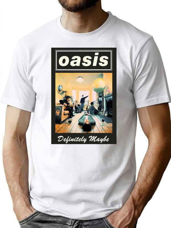 Minimalist O A S I S Definitely T-Shirt for Men & Women, T-Shirts Graphic Tee - White