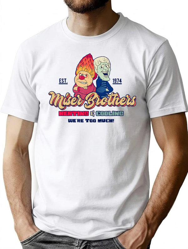 Miser Brothers Heating Cooling Vintage Retro T-Shirt for Men & Women, T-Shirts Graphic Tee - White