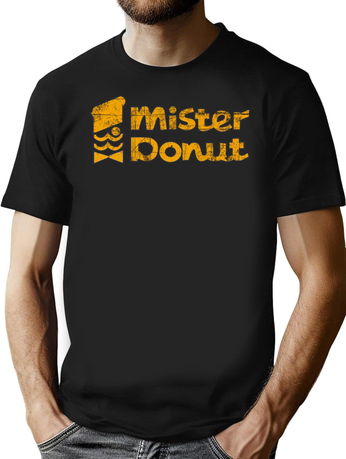 Mister Donut Vintage Retro Distressed 1970S T-Shirt for Men & Women, T-Shirts Graphic Tee - Black