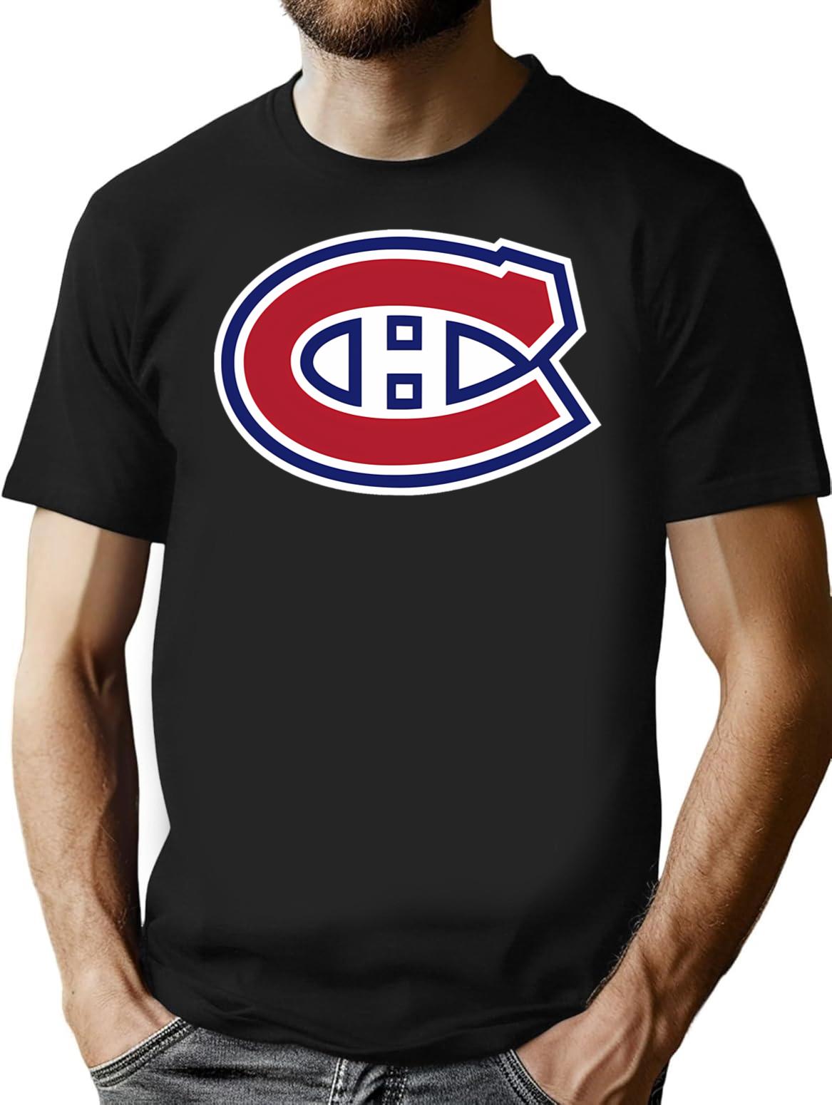 Montreal Canadians Logo Sticker T-Shirt for Men & Women, T-Shirts Graphic Tee - Black