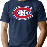 Montreal Canadians Logo Sticker T-Shirt for Men & Women, T-Shirts Graphic Tee - Navy