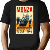 Monza Grand Prix Vintage Auto Racing Print T-Shirt for Men & Women, T-Shirts Graphic Tee - Black