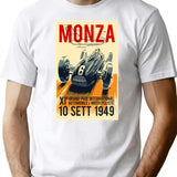Monza Grand Prix Vintage Auto Racing Print T-Shirt for Men & Women, T-Shirts Graphic Tee - White