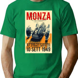 Monza Grand Prix Vintage Auto Racing Print T-Shirt for Men & Women, T-Shirts Graphic Tee - Green
