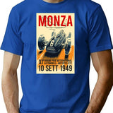 Monza Grand Prix Vintage Auto Racing Print T-Shirt for Men & Women, T-Shirts Graphic Tee - Blue