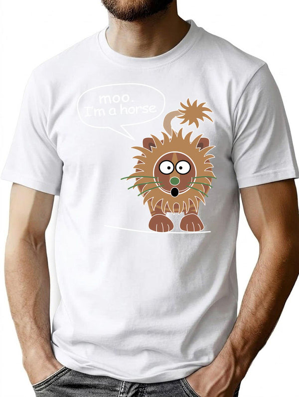 Moo. I'M A Horse T-Shirt for Men & Women, T-Shirts Graphic Tee - White