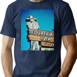 Mountaineer Inn Motel Sign - Vintage Washed Retro Wall Art Print T-Shirt for Men & Women, T-Shirts Graphic Tee - Navy