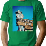 Mountaineer Inn Motel Sign - Vintage Washed Retro Wall Art Print T-Shirt for Men & Women, T-Shirts Graphic Tee - Green