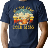 Mouse Ears And Cold Beers Funny Beer Vintage T-Shirt for Men & Women, T-Shirts Graphic Tee - Navy