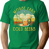 Mouse Ears And Cold Beers Funny Beer Vintage T-Shirt for Men & Women, T-Shirts Graphic Tee - Green