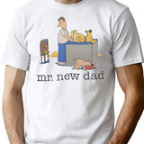 Mr. New Dad Baby Diaper Dog T-Shirt for Men & Women, T-Shirts Graphic Tee - White