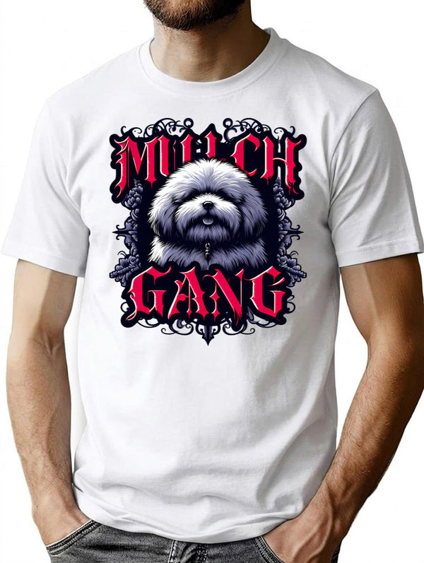 Mulch Gang Vintage Goth Funny Dog Meme T-Shirt for Men & Women, T-Shirts Graphic Tee - White