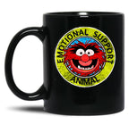 Muppet Emotional Support Animal Black Coffee Mug, Gift Coffee Mug