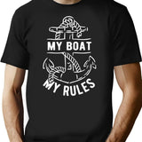 My Boat My Rules Ii - Captain Boating Lover T-Shirt for Men & Women, T-Shirts Graphic Tee - Black
