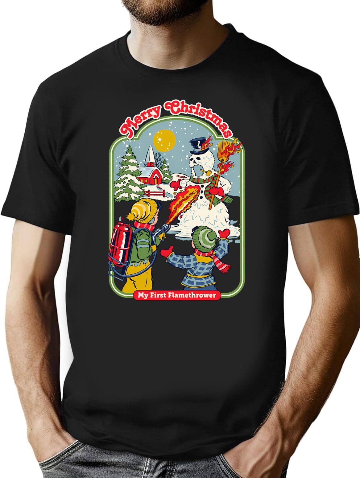 My First Flamethrower T-Shirt for Men & Women, T-Shirts Graphic Tee - Black