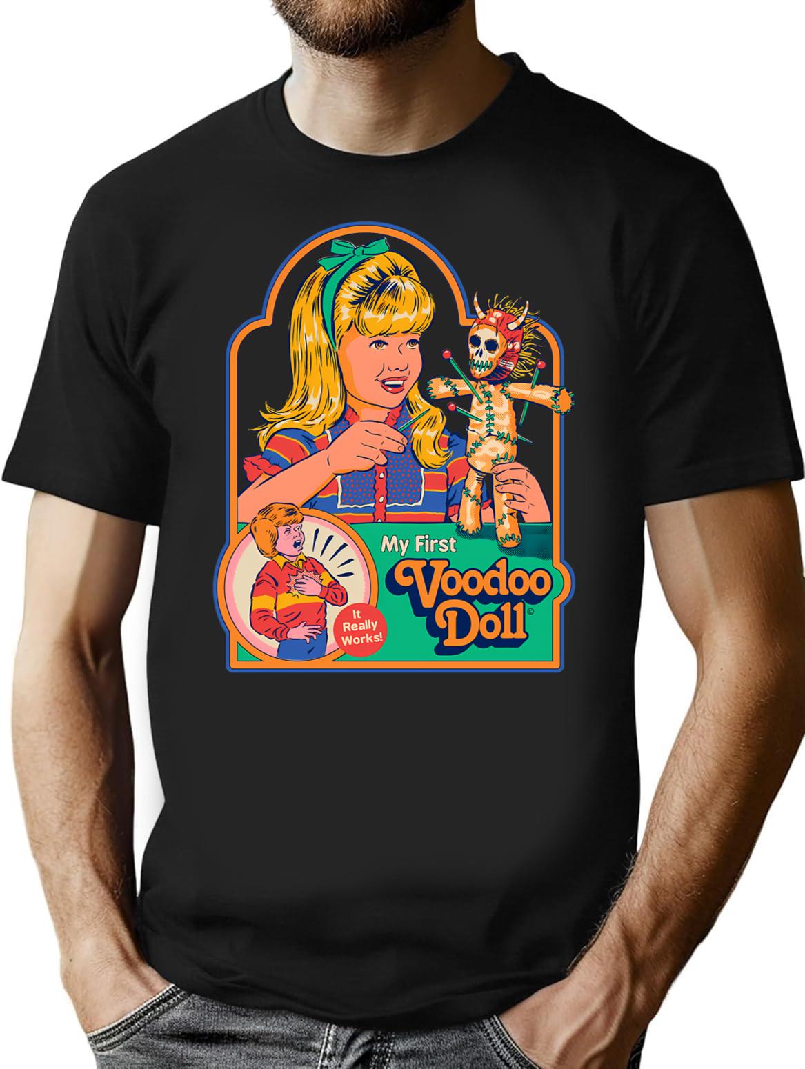 My First Voodoo Doll T-Shirt for Men & Women, T-Shirts Graphic Tee - Black