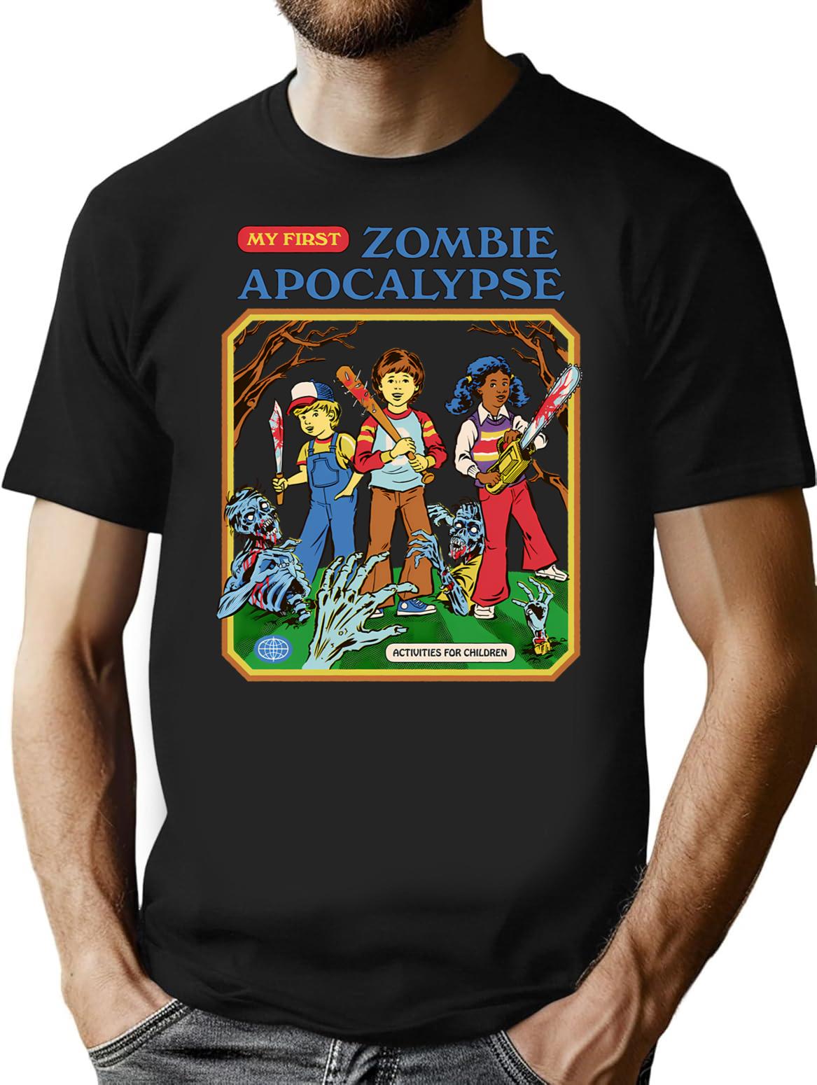 My First Zombie Apocalypse T-Shirt for Men & Women, T-Shirts Graphic Tee - Black