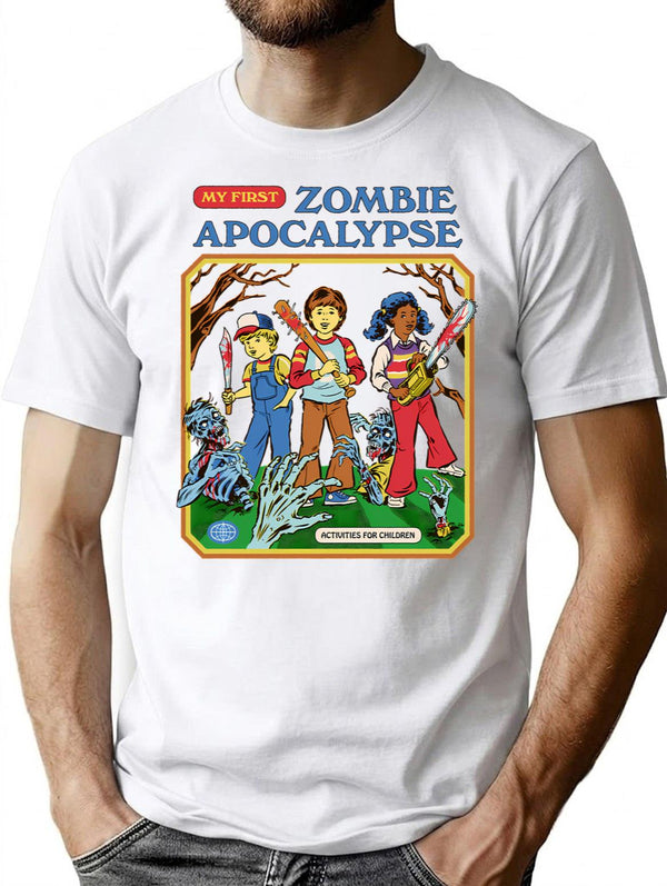 My First Zombie Apocalypse T-Shirt for Men & Women, T-Shirts Graphic Tee - White