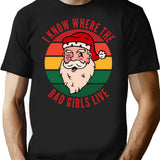 Naughty Christmas Bad Santa Girls Funny Inappropriate Gift T-Shirt for Men & Women, T-Shirts Graphic Tee - Black