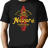 Nazare Portugal Vintage Surfing T-Shirt for Men & Women, T-Shirts Graphic Tee - Black