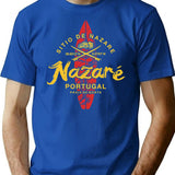 Nazare Portugal Vintage Surfing T-Shirt for Men & Women, T-Shirts Graphic Tee - Blue