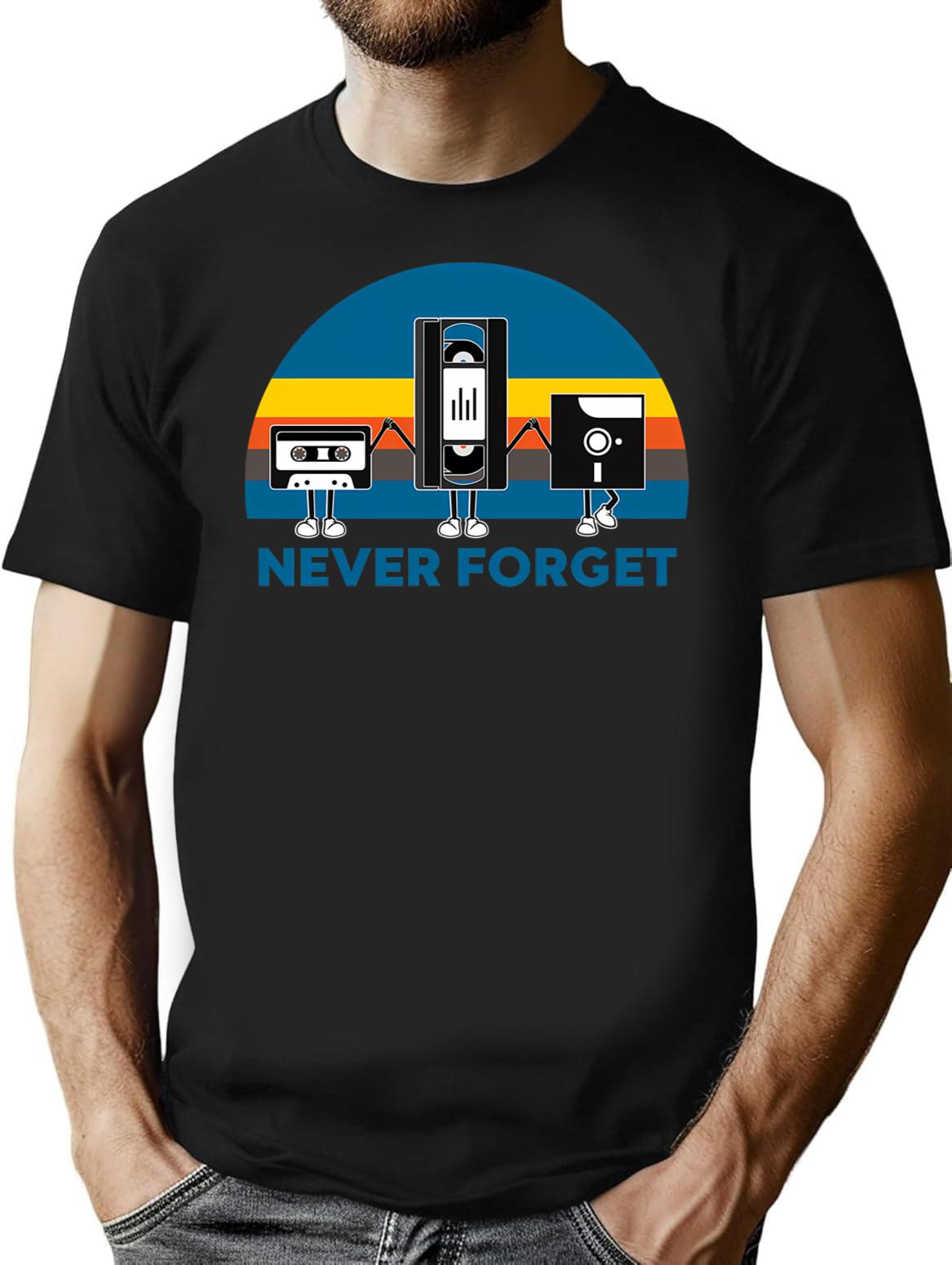 Never Forget (2) T-Shirt for Men & Women, T-Shirts Graphic Tee - Black