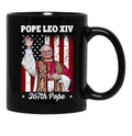 New Pope Leo Xiv Robert Prevost American Flag Black Coffee Mug - Black