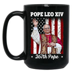 New Pope Leo Xiv Robert Prevost American Flag Black Coffee Mug
