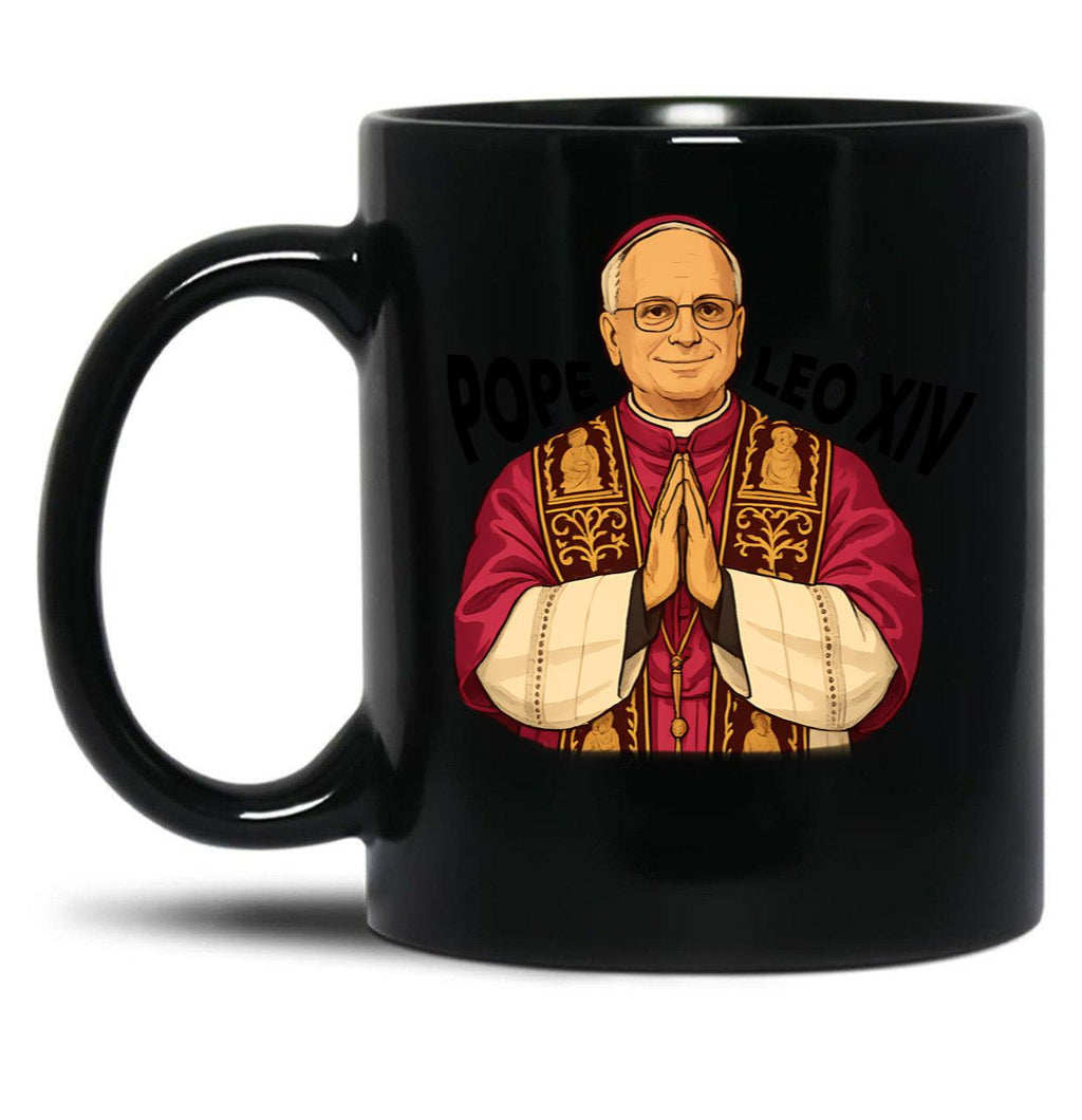 New Pope Modern Art - Pope Leo Stylized Black Coffee Mug