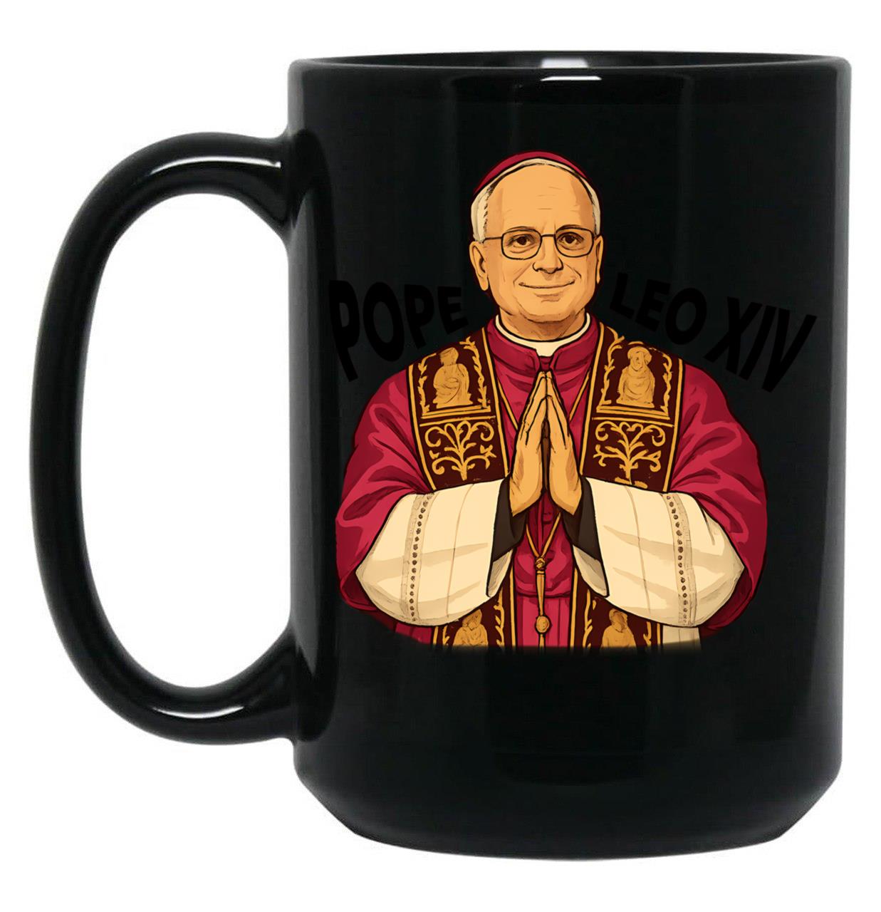 New Pope Modern Art - Pope Leo Stylized Black Coffee Mug