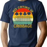No Crying In Cribbage Funny Vintage Cribbage Board Game T-Shirt for Men & Women, T-Shirts Graphic Tee - Navy
