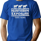 Northern Exposure Logo Worn T-Shirt for Men & Women, T-Shirts Graphic Tee - Blue