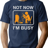 Not Now I'M Busy. Vintage Gaming Humor T-Shirt for Men & Women, T-Shirts Graphic Tee - Navy