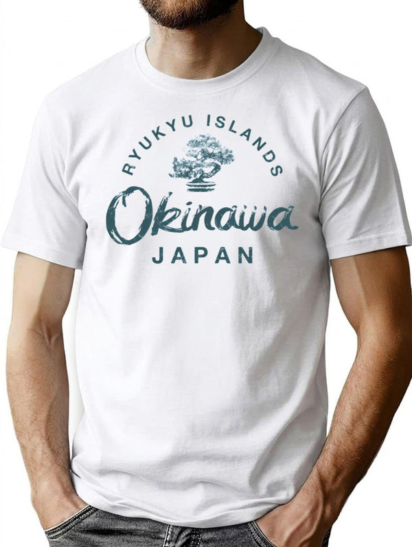 Okinawa Bonsai Tree Japanese Vintage T-Shirt for Men & Women, T-Shirts Graphic Tee - White
