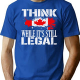 Old Canadian Flag Think While It'S Still Legal T-Shirt for Men & Women, T-Shirts Graphic Tee - Blue