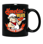 Old Row Smokin Meats and Clappin Cheeks BBQ Black Coffee Mug, Gift Coffee Mug - Black
