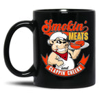 Old Row Smokin Meats and Clappin Cheeks BBQ Black Coffee Mug, Gift Coffee Mug