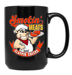 Old Row Smokin Meats and Clappin Cheeks BBQ Black Coffee Mug, Gift Coffee Mug